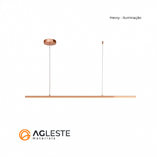 PENDENTE LED TÓQUIO RETANGULAR ROSE 180CM - HEVVY
