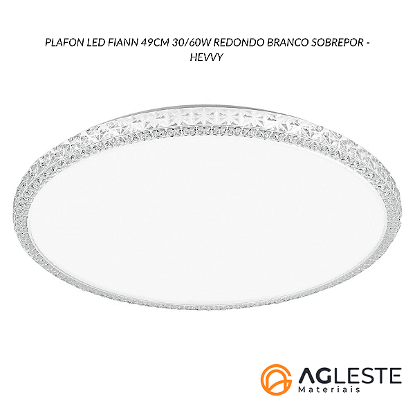 PLAFON FIANN REDONDO BRANCO 49CM 3000K E 6000K 48W 4000K 96W - HEVVY