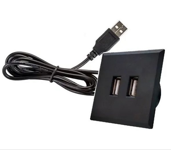 TOMADA USB POP QUADRADA PRETO TENSÃO 5V ELETRICA 2,1A - PIX