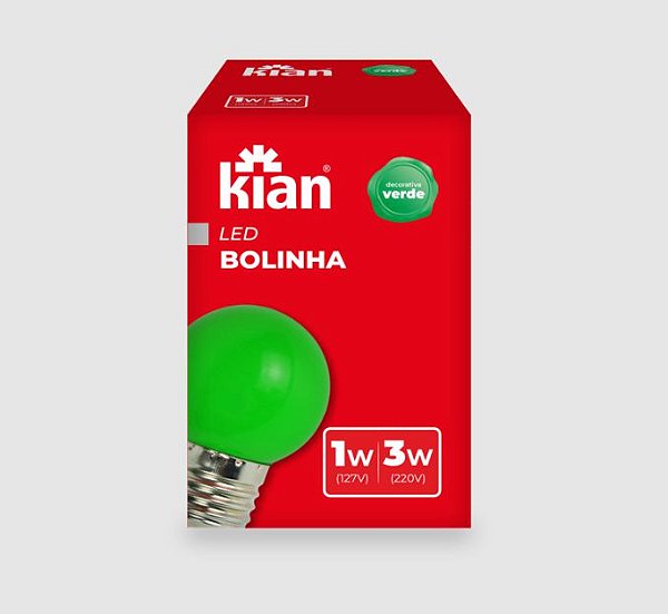 LAMPADA LED BOLINHA 1W 127V / 3W 220V VERDE BIVOLT - KIAN
