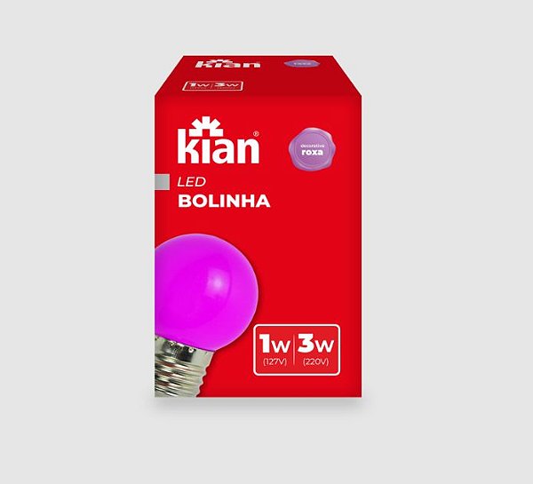LAMPADA LED BOLINHA 1W 127V / 3W 220V ROXO BIVOLT - KIAN -