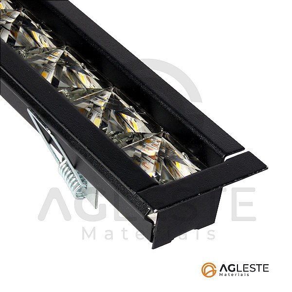 PERFIL DE CRISTAL ALIANÇA LINEAR MODULAR 200CM 3000K 30W EMBUTIDO PRETO - DNA ILUMINAÇÃO