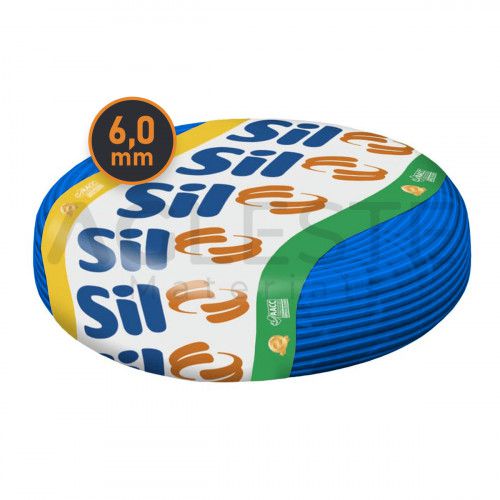 FIO ELETRICO CABO FLEXIVEL 6MM ROLO COM 50 METROS AZUL - SIL