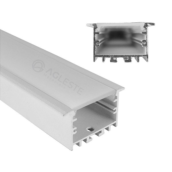 KIT PERFIL COM FIXAÇÃO E ACABAMENTO EMBUTIR PARA FITAS DE LED COM LARGURA ATÉ 30MM 1 METRO - LUMINATTI