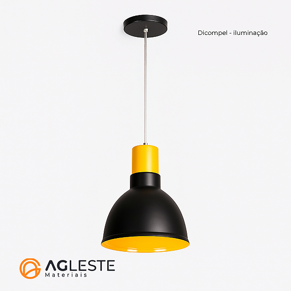 PENDENTE LUMINARIA KARINA PRETO/AMARELO - DICOMPEL BRILLARE