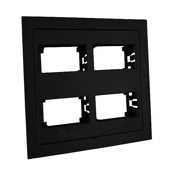 PLACA P/ 4 MODULOS SEP. COM SUPORTE 4X4-DICOMPEL EKRON PRETO