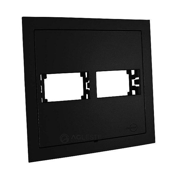 PLACA P/ 2 MODULOS COM SUPORTE 4X4 - DICOMPEL EKRON PRETO