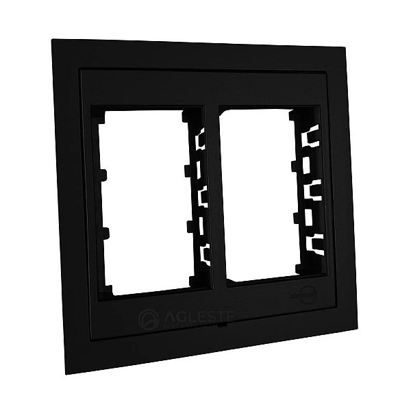 PLACA P/ 6 MODULOS COM SUPORTE 4X4 - DICOMPEL EKRON PRETO