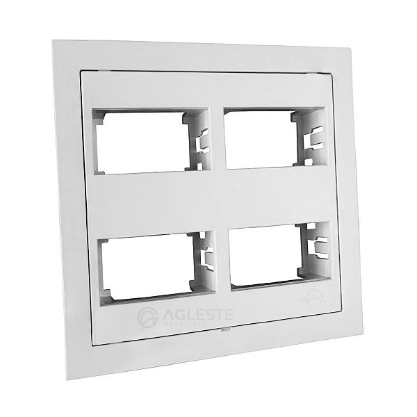 PLACA P/ 4 MODULOS SEPARADOS COM SUPORTE 4X4 - EKRON BRANCO