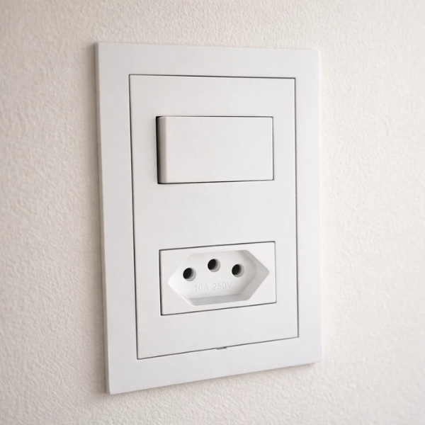 CJ INTERRUPTOR SIMPLES + TOMADA 10A 4X2 - DICOMPEL EKRON BRANCO