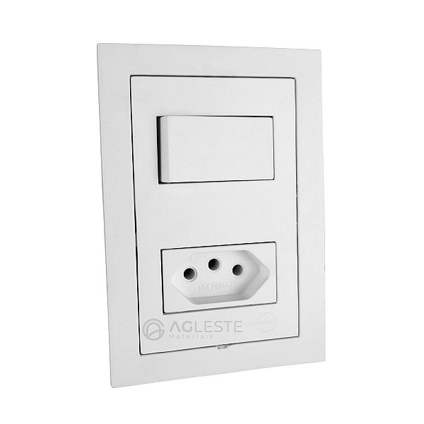 CJ INTERRUPTOR SIMPLES + TOMADA 10A 4X2 - DICOMPEL EKRON BRANCO