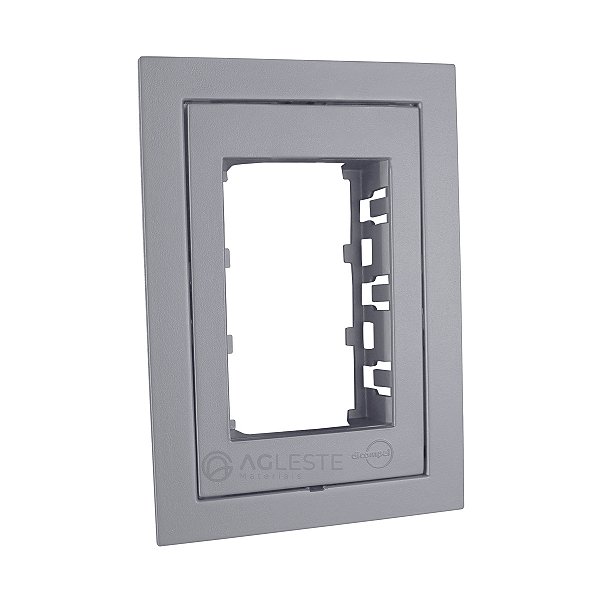 PLACA P/ 3 MODULOS COM SUPORTE 4X2 - DICOMPEL EKRON CINZA