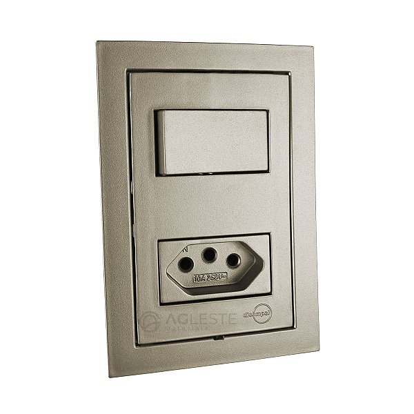 CJ INTERRUPTOR SIMPLES + TOMADA 10A 4X2 - EKRON FENDI