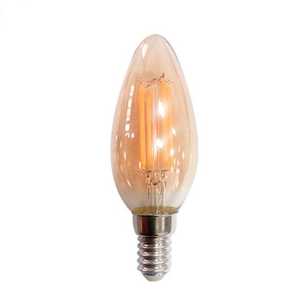 VELA AMBAR 400LM 2400K BASE 14 (VIDRO) 4W - PIX