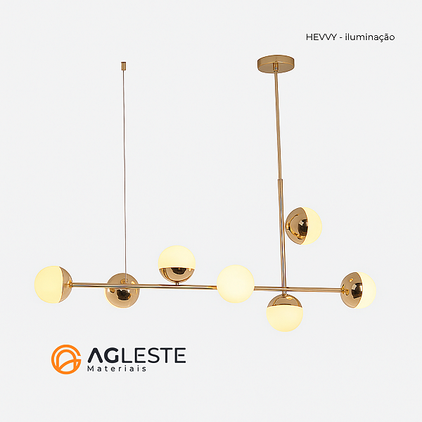 PENDENTE KEPNER 7 LAMPADAS GOLD G9 - HEVVY