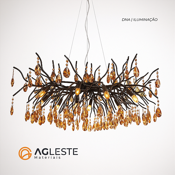 LUSTRE BRANCH (GALHO NEGRO) - 100CM - DNA ILUMINAÇÃO