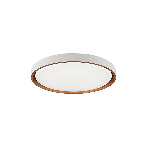 PLAFON MONTANA BRANCO E DOURADO 41CM REDONDO 3000K E 6000K 24W  4000K 48W - HEVVY