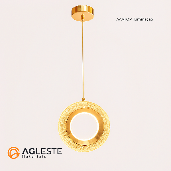 PENDENTE CERCHIO DOURADO 3 CORES 3000k/ 4000k/ 6000k 7W  - CIRCULO