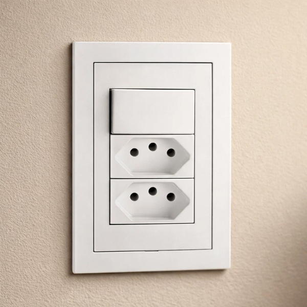 CJ INTERRUPTOR SIMPLES + 2 TOMADAS 10A 4X2 - DICOMPEL EKRON BRANCO - EK-30000/59