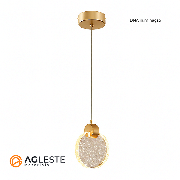PENDENTE BISCUIT BOLHAS GOLD 7W CRISTAL GOLD