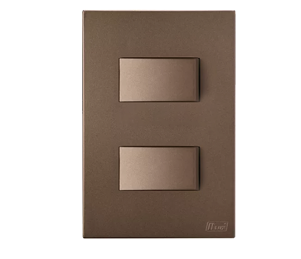 CJ INTERRUPTOR DUPLO SIMPLES SEPARADOS COM SUPORTE 4X2 - RECTA COBRE CORTEN SATIN FOSCO - BRS16308-2CC