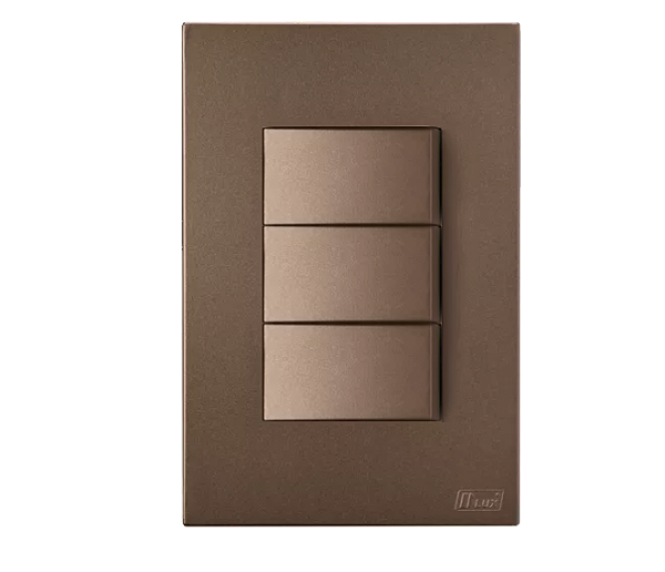 CJ INTERRUPTOR TRIPLO PARALELO COM SUPORTE 4X2 - RECTA COBRE CORTEN SATIN FOSCO - BRS16312-0CC