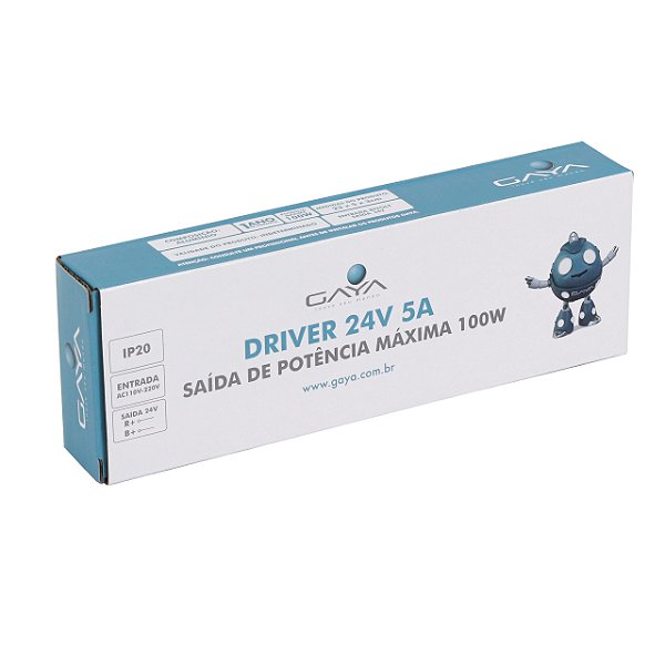 DRIVER SLIM 100W 5A BIVOLT PARA FITA LED 24V IP20 - GAYA - GY1474