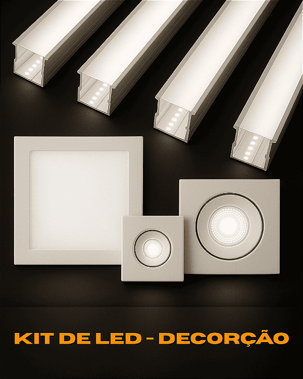 Kit Iluminação LED Completa – Spots, Plafons, Perfil Embutir, Fita + Driver