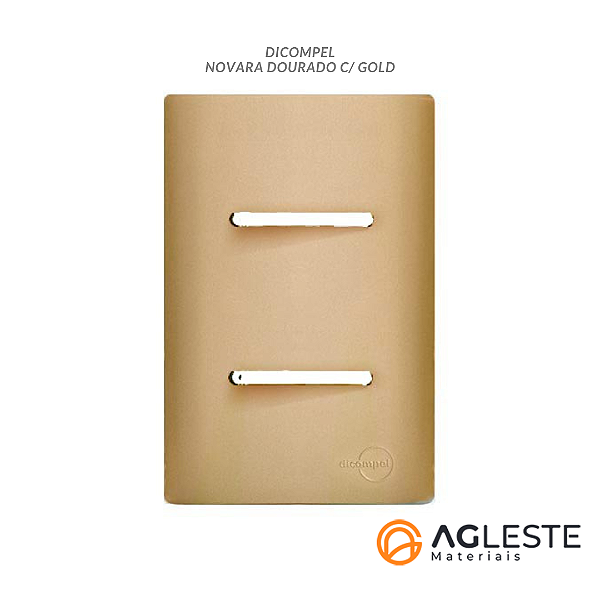 CJ INTERRUPTOR DUPLO SIMPLES COM SUPORTE 4X2 - DICOMPEL NOVARA DOURADO GOLD