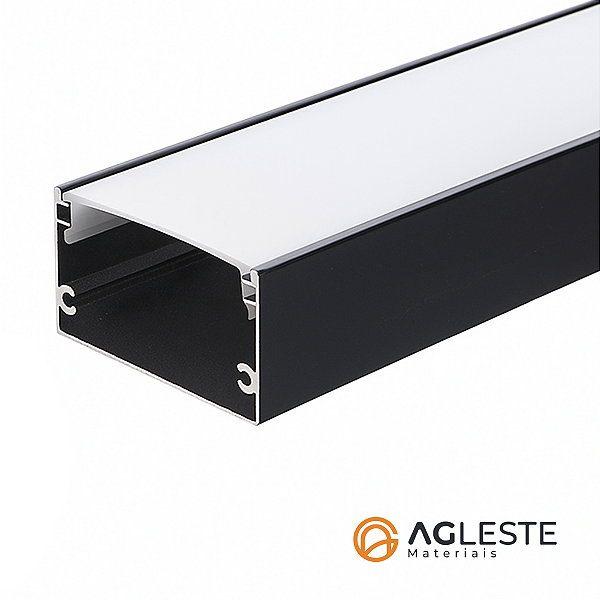Perfil Sobrepor 30mm X 20mm, Preto - 1 Metros - Agimports