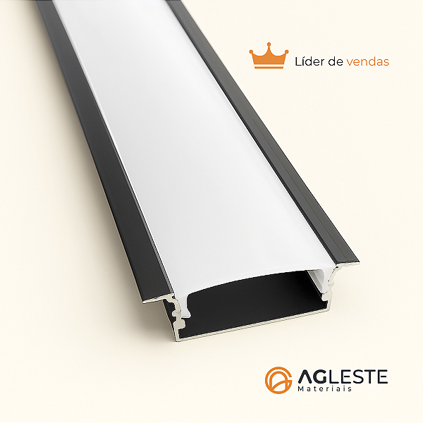 Perfil Slim Embutir Com Aba 30mm X 10mm, Preto - 1 Metro - Agimports