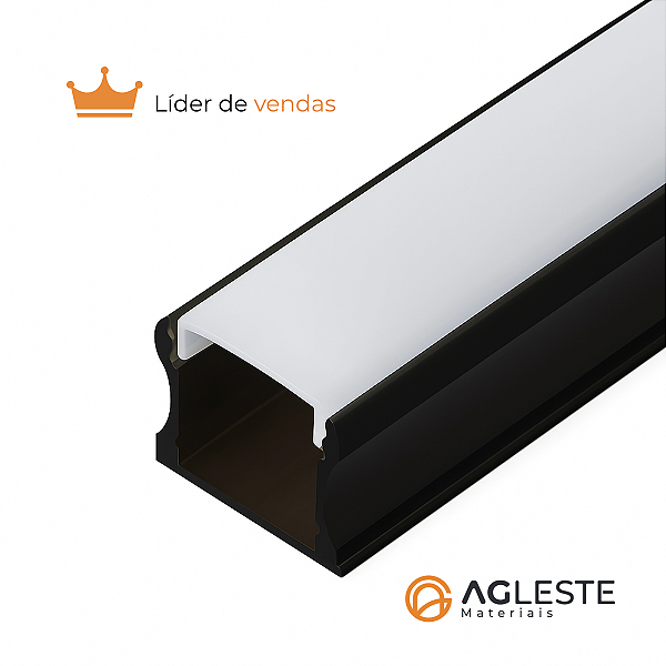Perfil De Sobrepor 17x15 Preto 1 Metros - Ag Imports