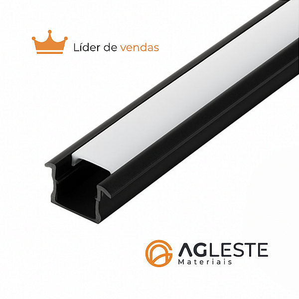 (C2) Perfil De Embutir 25mm 17x15 Preto 1 Metros - Ag Imports