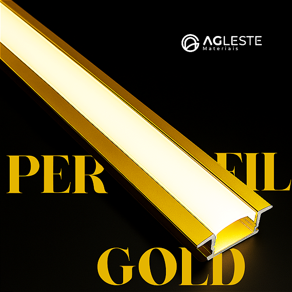 (B3) Perfil Slim Embutir 24mm Dourado 1m – Agimports