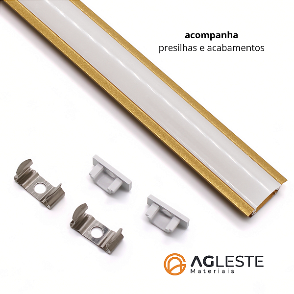 (B3) Perfil Slim Embutir 24mm Dourado 1m – Agimports