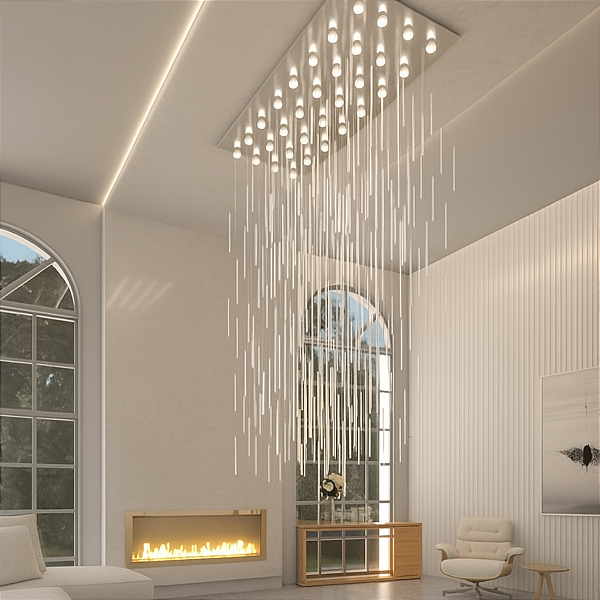 PENDENTE GAROA CRISTAL SELENITA GRET. 100 X 60 CM- 11 LAMP. GU10  20CM - 3,0M ALT. - LINHA FELSEN - DNA ILUMINAÇÃO