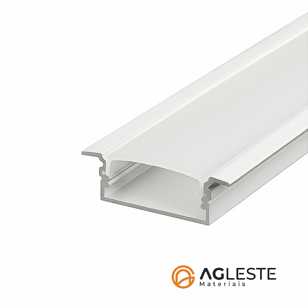 PERFIL DE EMBUTIR 40MM x 20MM BRANCO COM DIFUSOR BRANCO - 1 METROS - AG IMPORTS