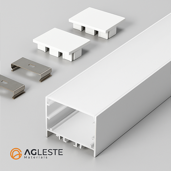 PERFIL SOBREPOR 40MM X 20MM, BRANCO COM DIFUSOR BRANCO 1 METRO - XIAO IMPORTS