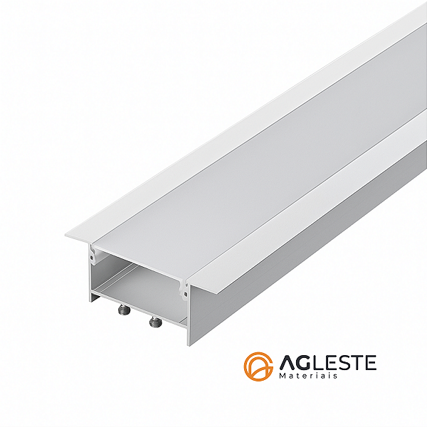 PERFIL SLIM EMBUTIR 50MM X 20MM, BRANCO COM DIFUSOR BRANCO 1 METROS - AGIMPORTS