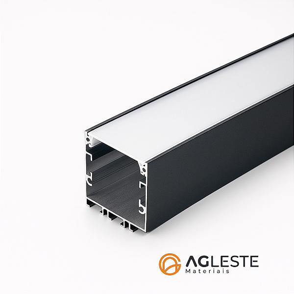 PERFIL DE LED SOBREPOR 50X20 PRETO COM DIFUSOR BRANCO -1 METRO - AGIMPORTS