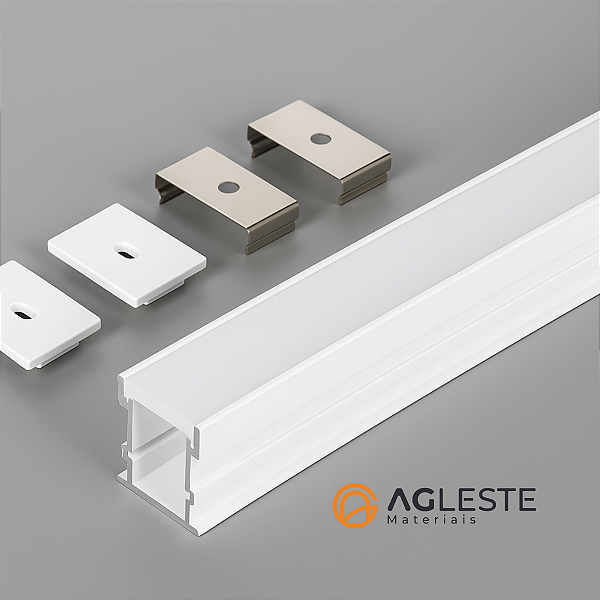 Perfil de Embutir em Alumínio 22x27mm com Aba 30mm para LED – 1 Metro