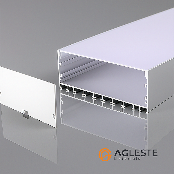 Perfil de Embutir Alumínio 100x35mm com Aba 116mm para LED – 1 Metro
