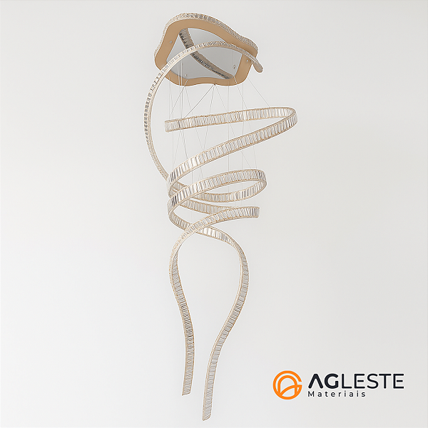 LUSTRE DE CRISTAL DUPLO ESPIRAL BAILARINA GOLD - LINHA STREAMER - DNA ILUMINAÇÃO