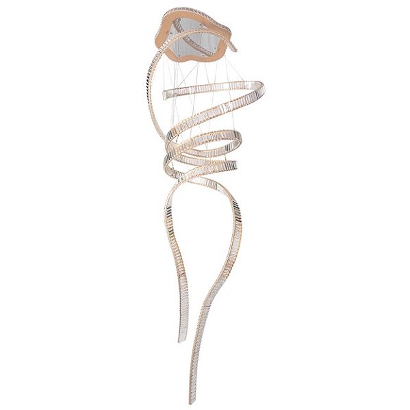 LUSTRE DE CRISTAL DUPLO ESPIRAL BAILARINA GOLD - LINHA STREAMER - DNA ILUMINAÇÃO