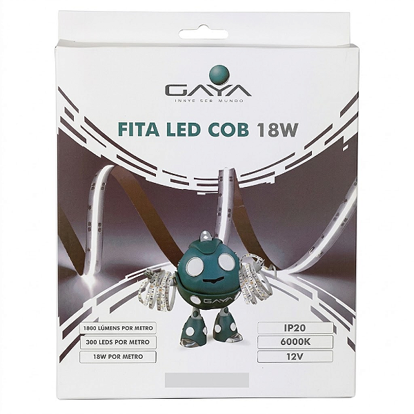 FITA LED COB 18W 6000K 12V 5MT 1800 LUMENS/M 300 L/M IP20 - GAYA