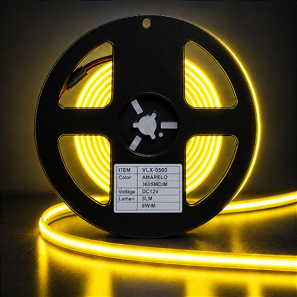 FITA DE LED 360SMD COB AMARELA NEON 3Lm 8W/M IP20 12V - VLX 0500
