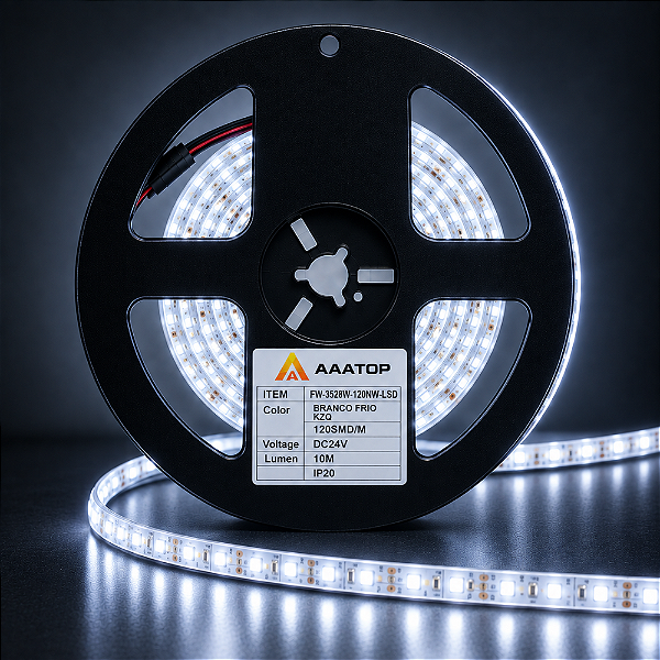 FITA DE LED 120SMD DIGITAL 24V 10M BRANCO FRIO KZQ IP20 - AAATOP - FW-3528W-120NW-LSD