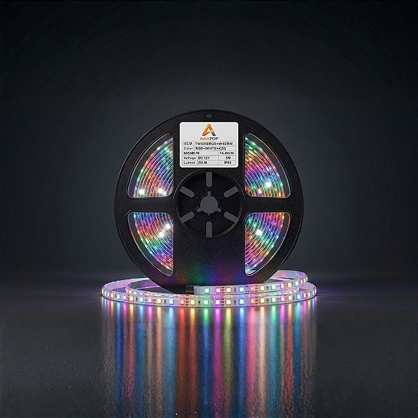 FITA DE LED 60SMD RGB DIGITAL RGB+ WHITE + KZQ 12V IP65 20Lm 5M 14,4W/M - AAATOP - FW5050RGB+W-60RW