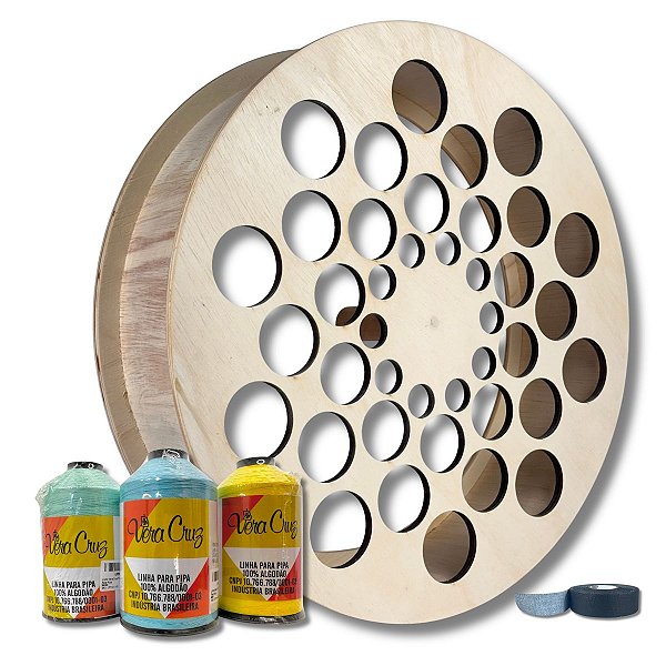 Kit Pipa Carretilha 16 Polegadas, Linha Fio 04 de 3000 Jardas Vera Cruz e Fita Protetora Dedo 2,5m