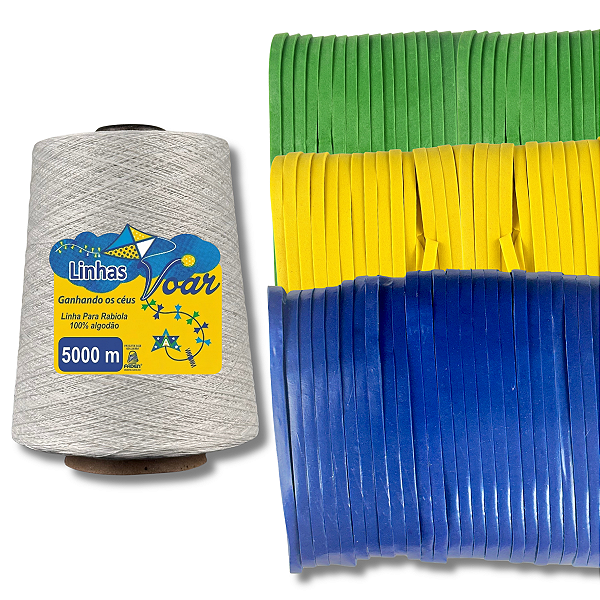 Kit Rabiola Fitas Paulista 1KG Linha 5000 Metros Para Pipas